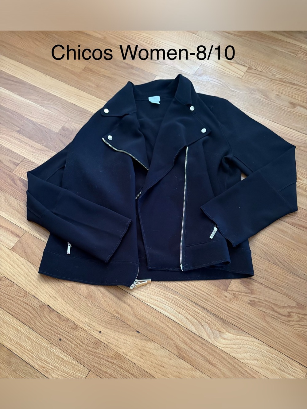 Chico's Black Asymmetrical Zip Moto Jacket